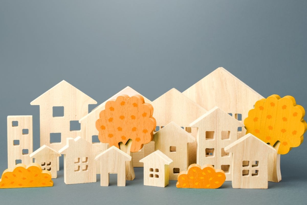 A concept of a subdivision using wooden blocks