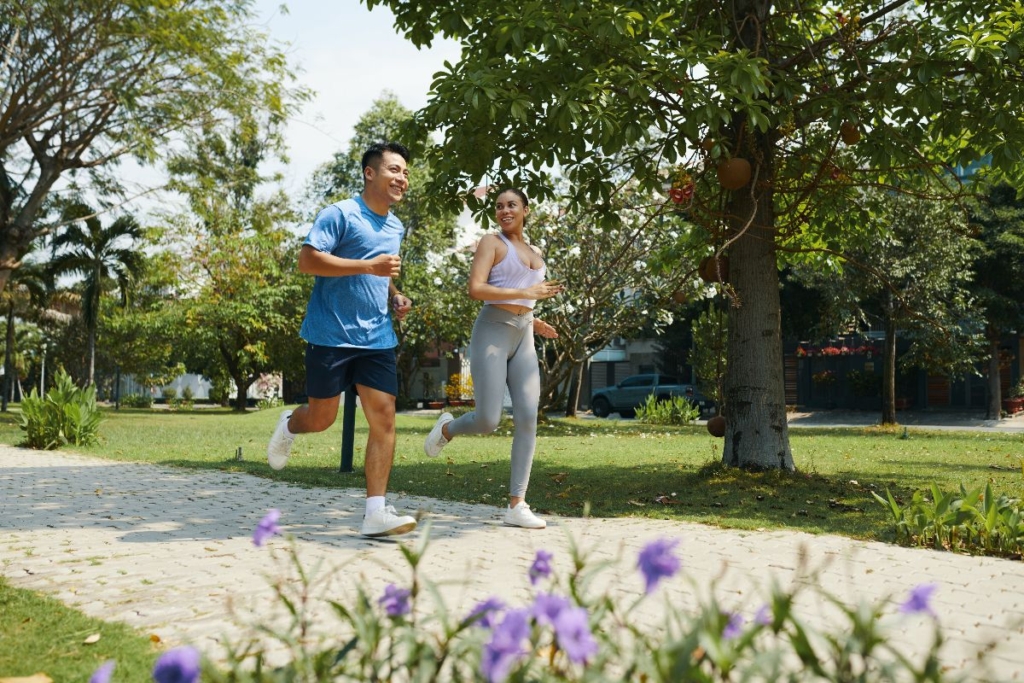 A couple jogging through a subdivision in Luzon