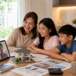 OFW father video calling his family as they review RFO home documents